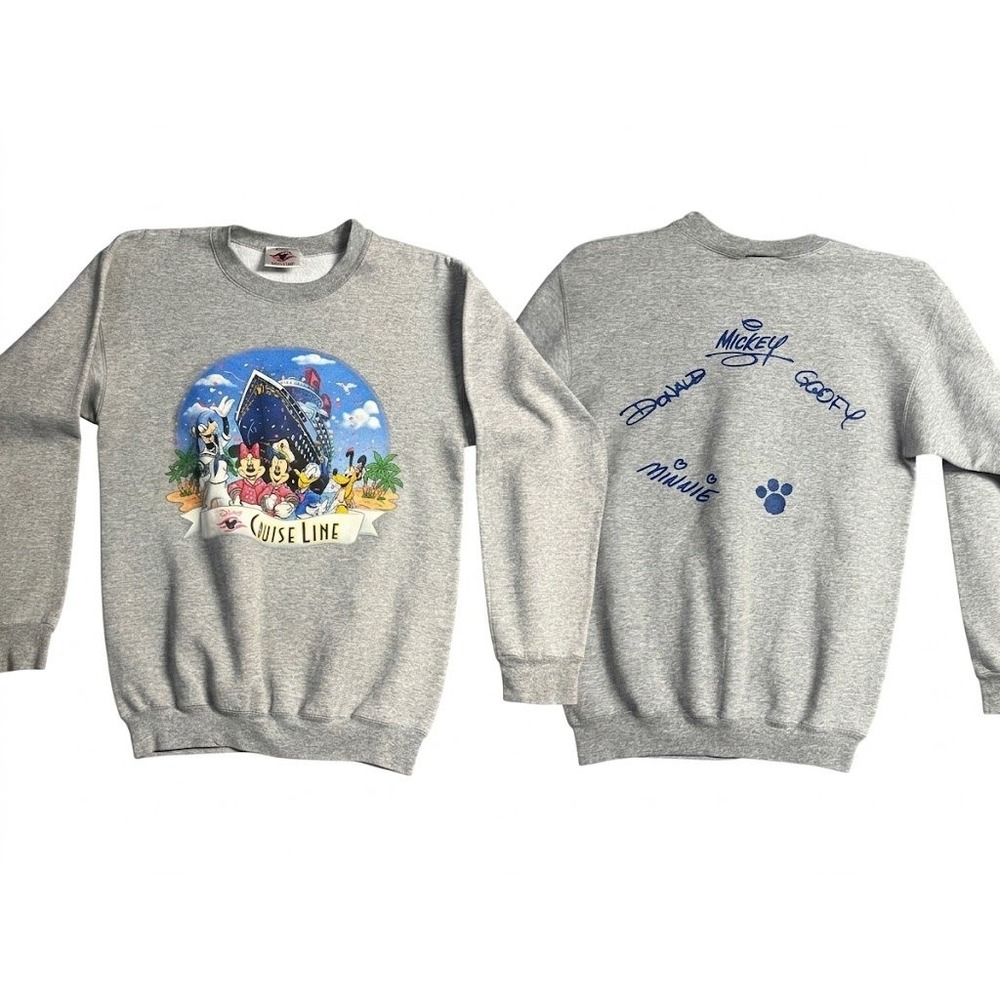 Disney Cruise Line Sweatshirt Unisex Small Gray Character Front Back Graphic